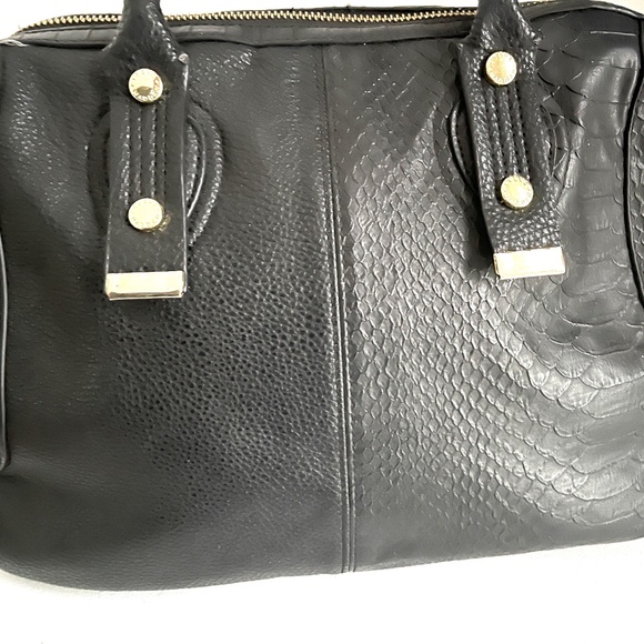 😍🌻 Steve Madden Medium Purse Satchel Shoulder Bag Black Snake Vegan Leather - Picture 8 of 14